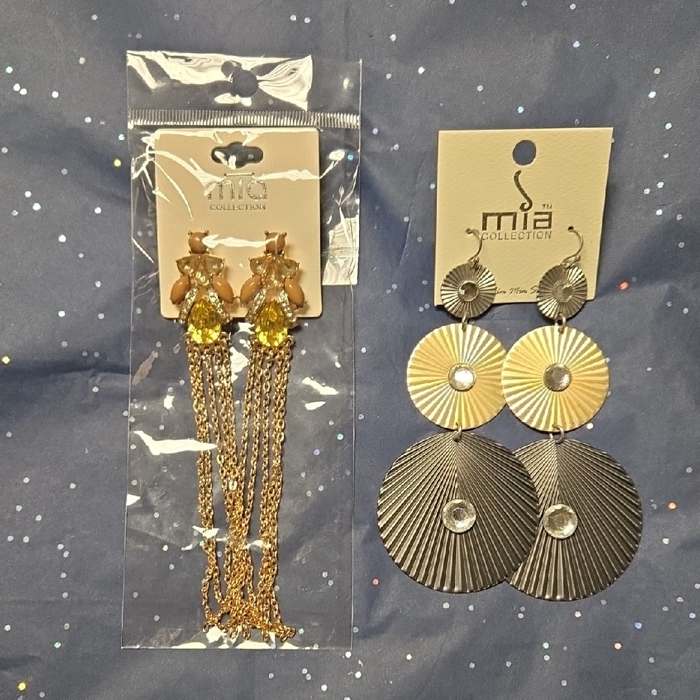MIA Yellow and Silver Dangle Earrings Set